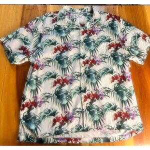 Tommy Bahama Men’s Button Up Shirt. XXL. 100% Silk. Tropical Floral Short Sleeve